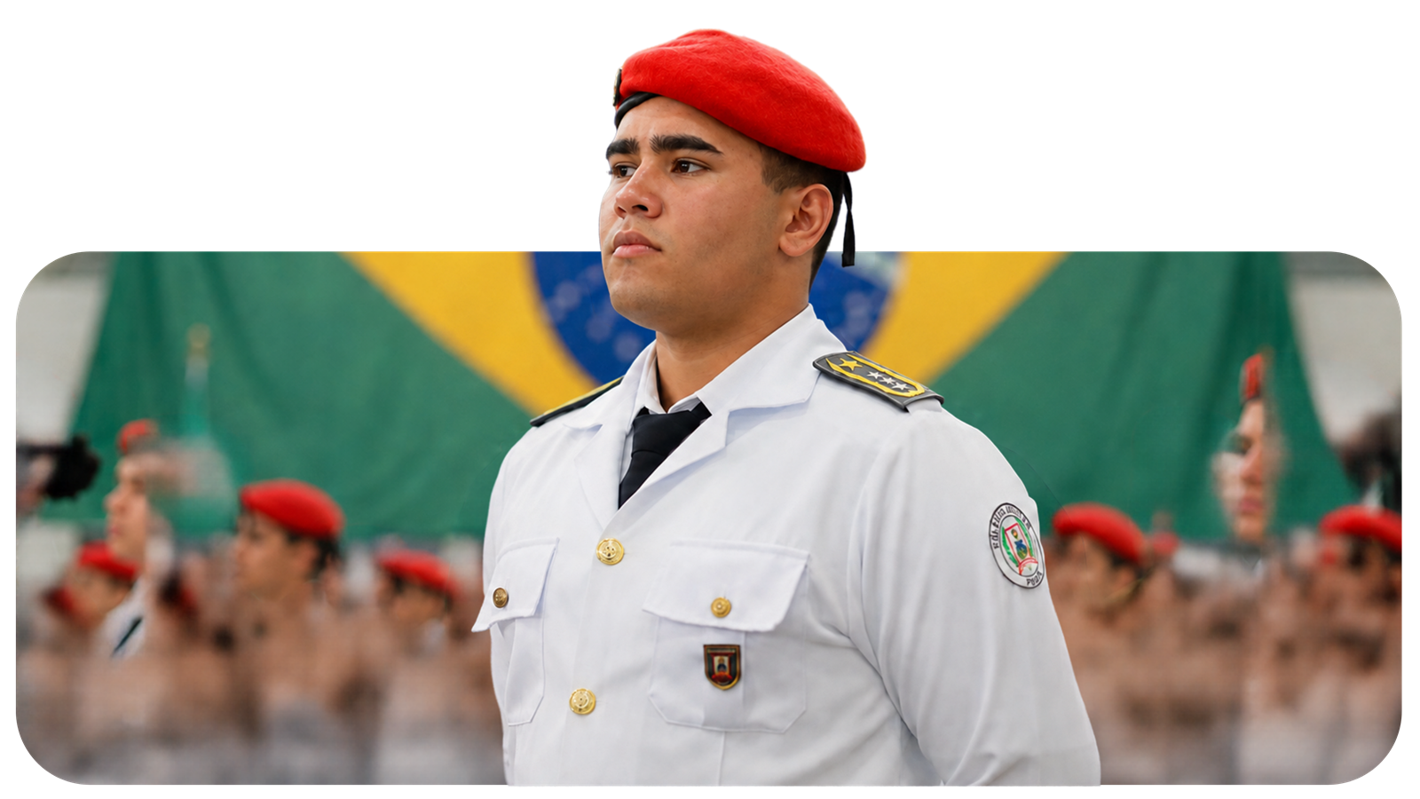 Comandante do Corpo de Alunos à frente da tropa